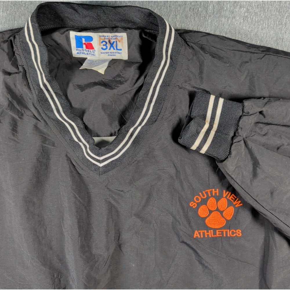 90s 3XL Russell Athletic Pullover Black White Trim Water Resistant Bulldogs EUC